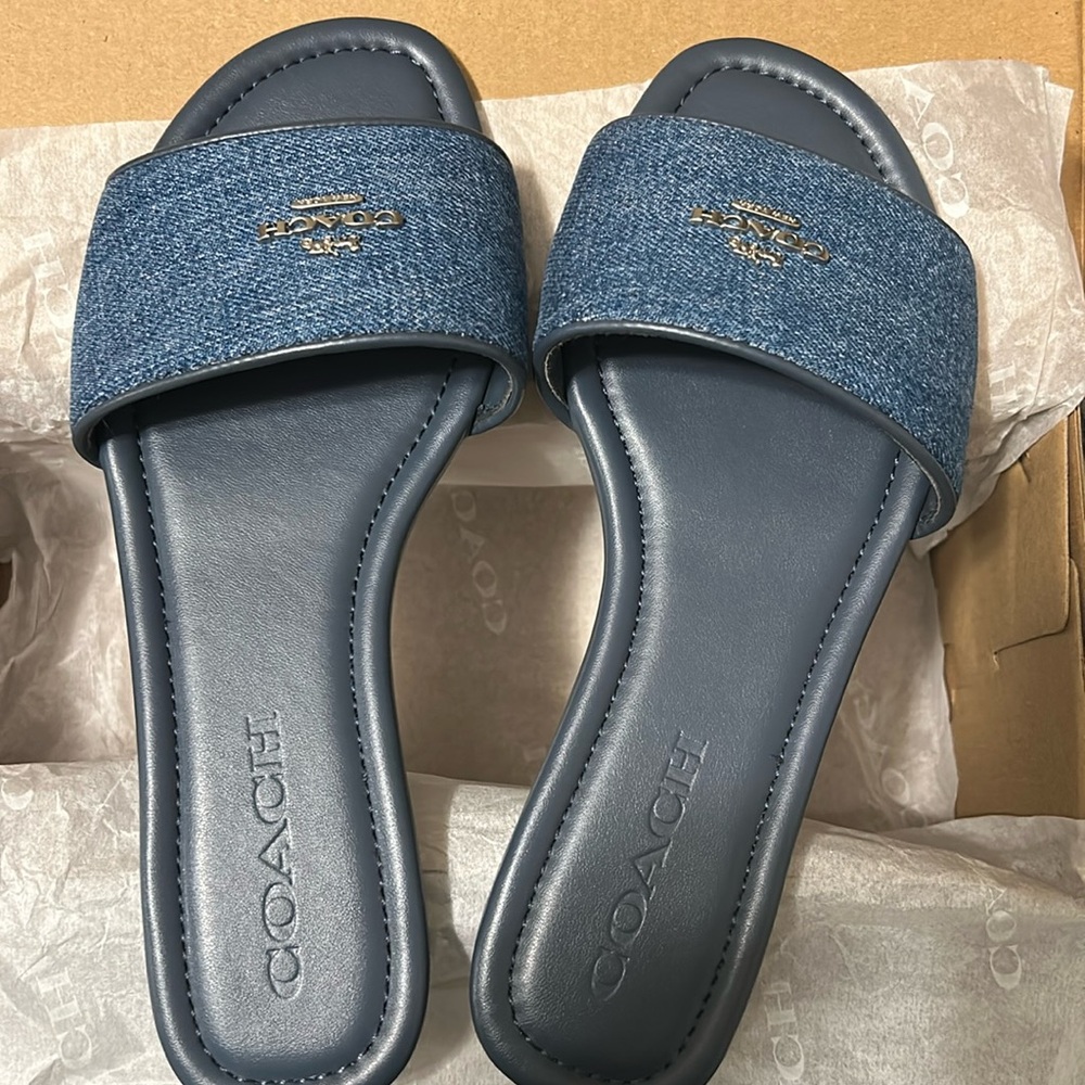 Coach denim slides